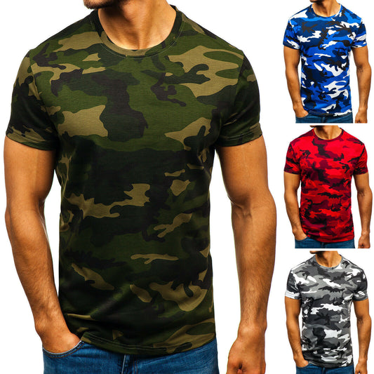 Men's Short Sleeve T Shirt Digital Printing Camouflage Round Neck Casual Short Sleeve