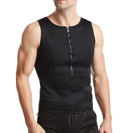 Large Size Men'S Fitness Sports Sweating Vest Neoprene Abdomen Sweat Suit Double-Belt Abdomen Vest