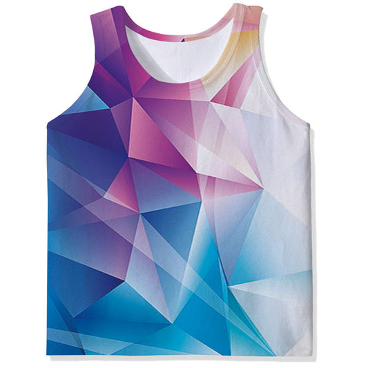 3D Digital Printing Men's Round Neck Sleeveless Vest